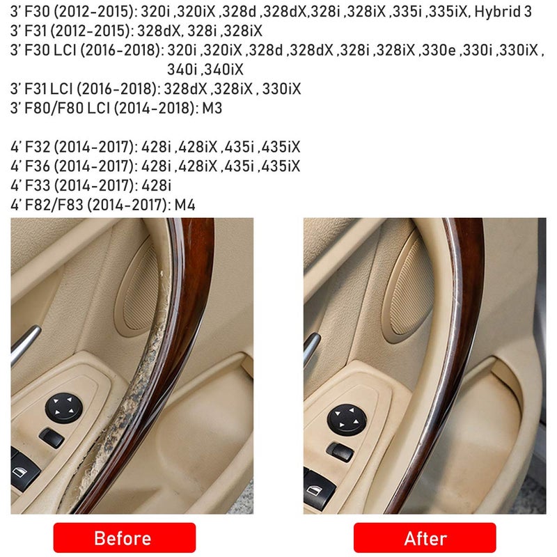 Jaronx 2PCS Door Handle Covers Compatible with BMW 3 Series 4 Series Driver Side & Passenger Side Door Pull Handle Covers (Compatible with BMW 320i,328i,330i,335i F30/F31 and 428i,435i F32/F36)(Beige) - Image 2